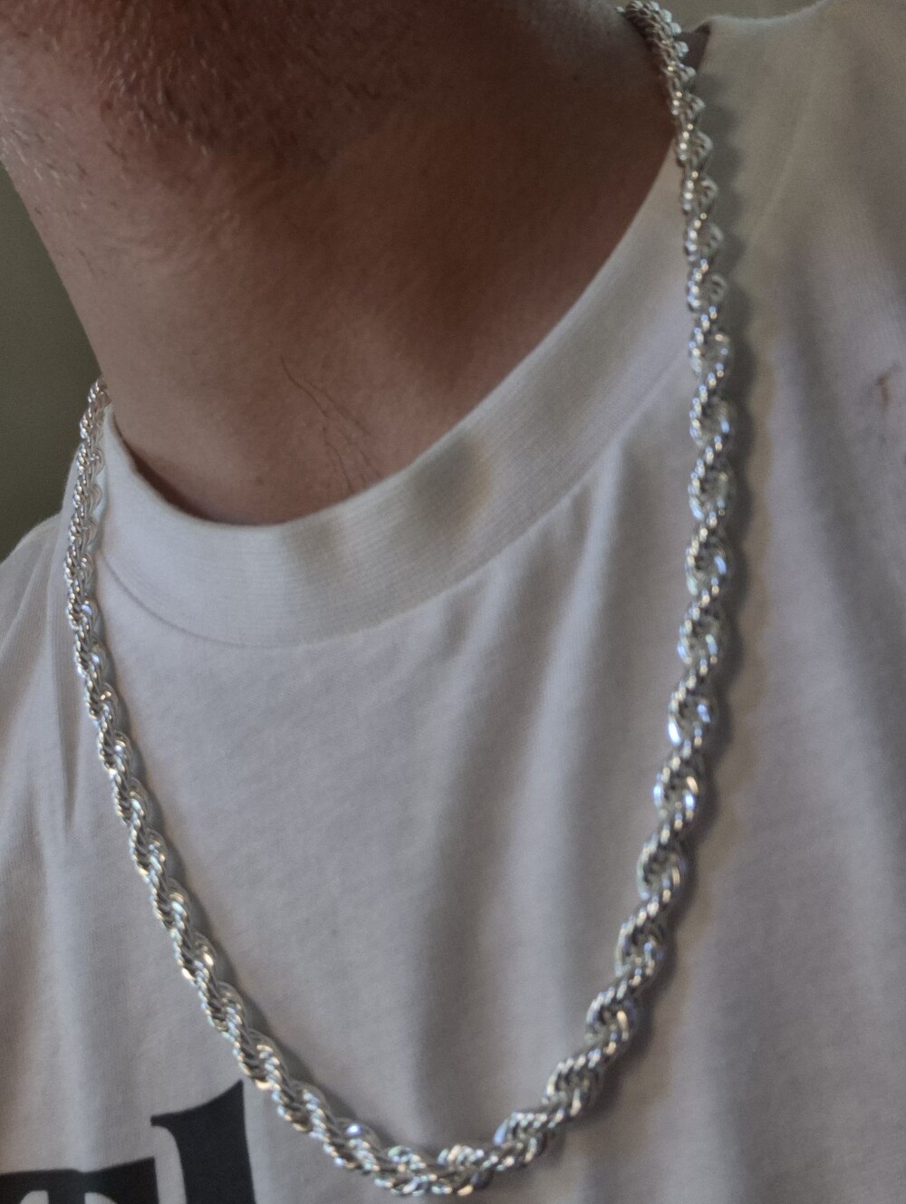 A Necklace Made To Look Like A Real Silver Rope Chain Necklace 6mm 24 Inches